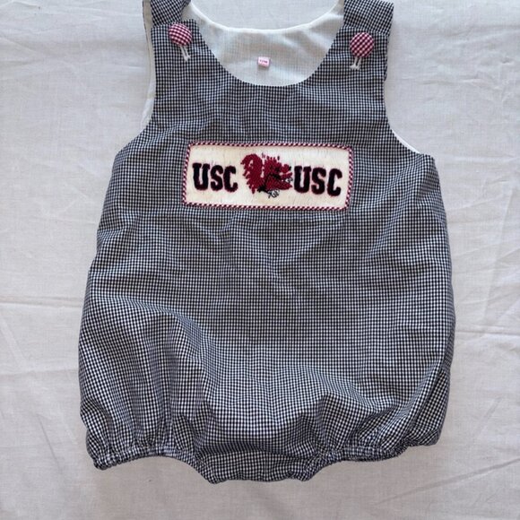 Other - Baby USC South Carolina Gamecocks Smocked Gingham Bubble Unisex Forever to Thee